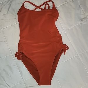 XHILARATION | Ribbed Swimsuit | One Piece | Burnt Orange | S